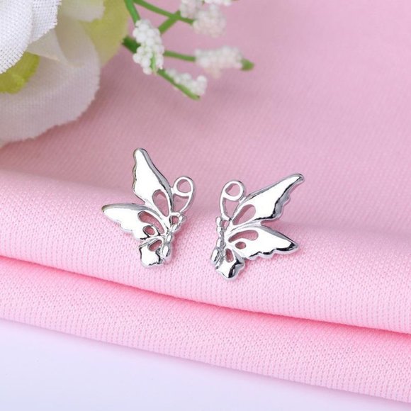 .925 Sterling Silver Butterfly Earrings - Picture 4 of 7